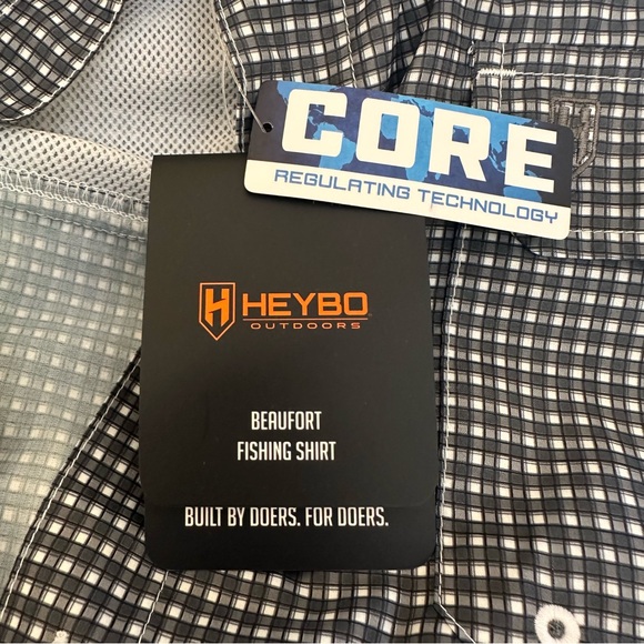 HEYBO Outdoors Beaufort Performance Fishing Shirt Charcoal Plaid Size XL NWT - Picture 12 of 12